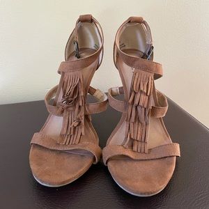 Brown suede heels